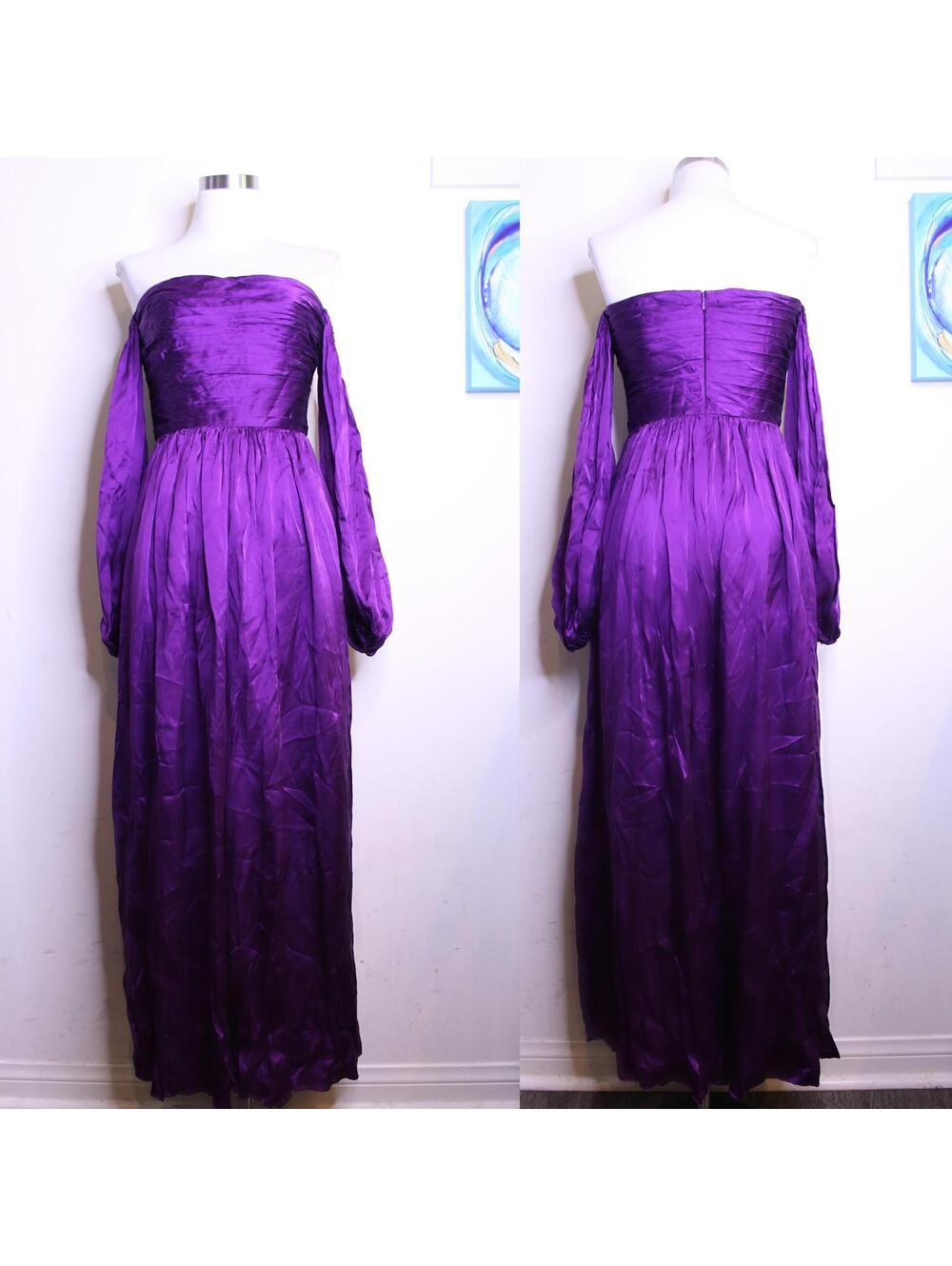 Amur Purple Satin Wide Leg Jumpsuit - 4